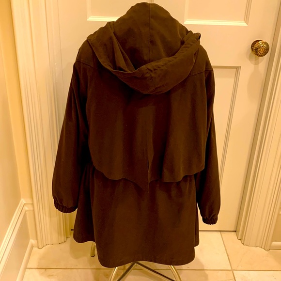 NEIMAN MARCUS WOMENS SIZE MEDIUM BROWN COAT WITH HOOD & REMOVABLE LINING - Picture 2 of 11